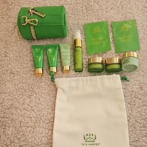 Tata Harper Green Travel Skincare Kit with Pouch